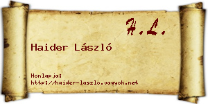 Haider László névjegykártya